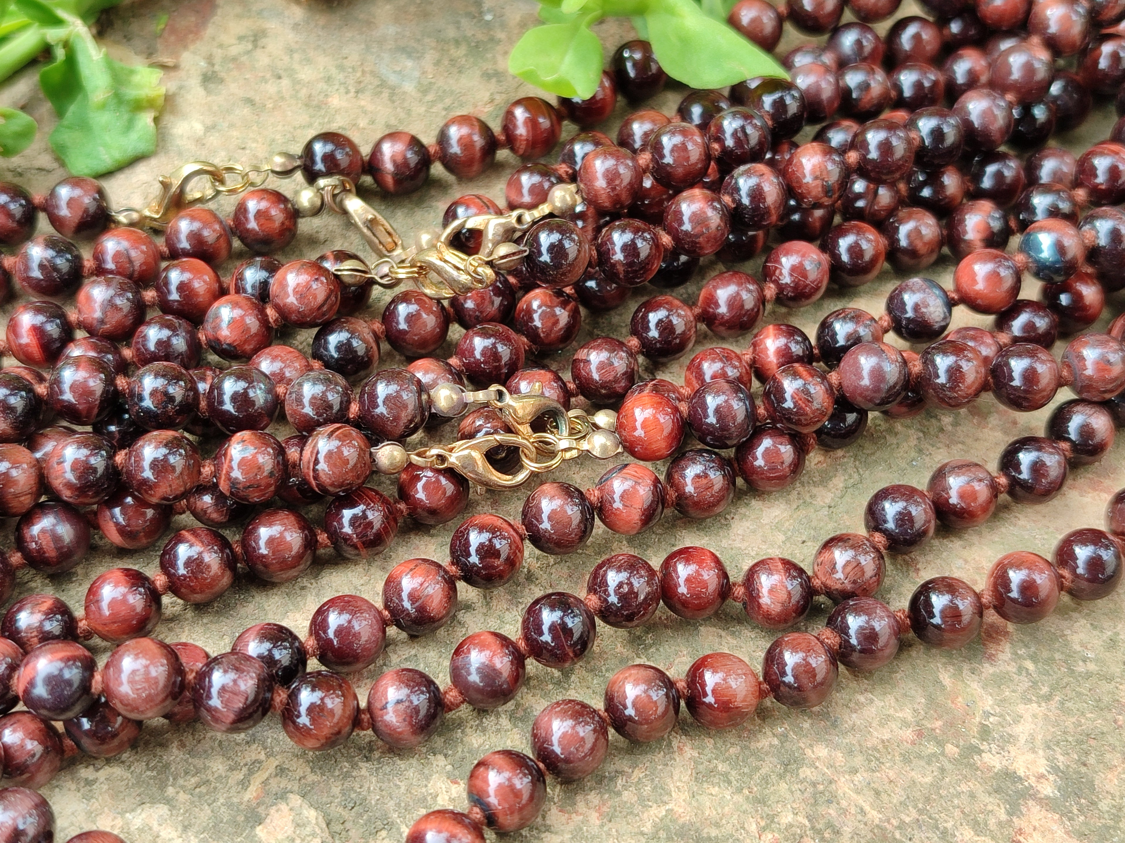 Polished Red Tigers Eye Bead Necklaces - Sold Per Item - From South Africa - Toprock Gemstones and Minerals 