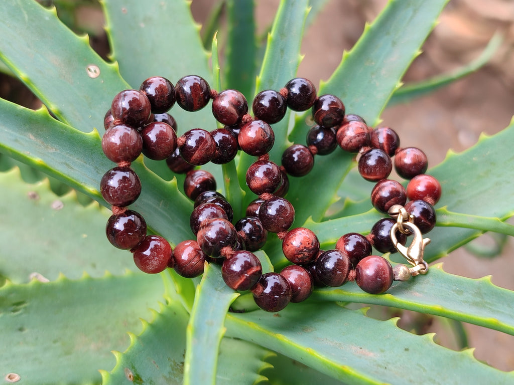 Polished Red Tigers Eye Bead Necklaces - Sold Per Item - From South Africa - Toprock Gemstones and Minerals 