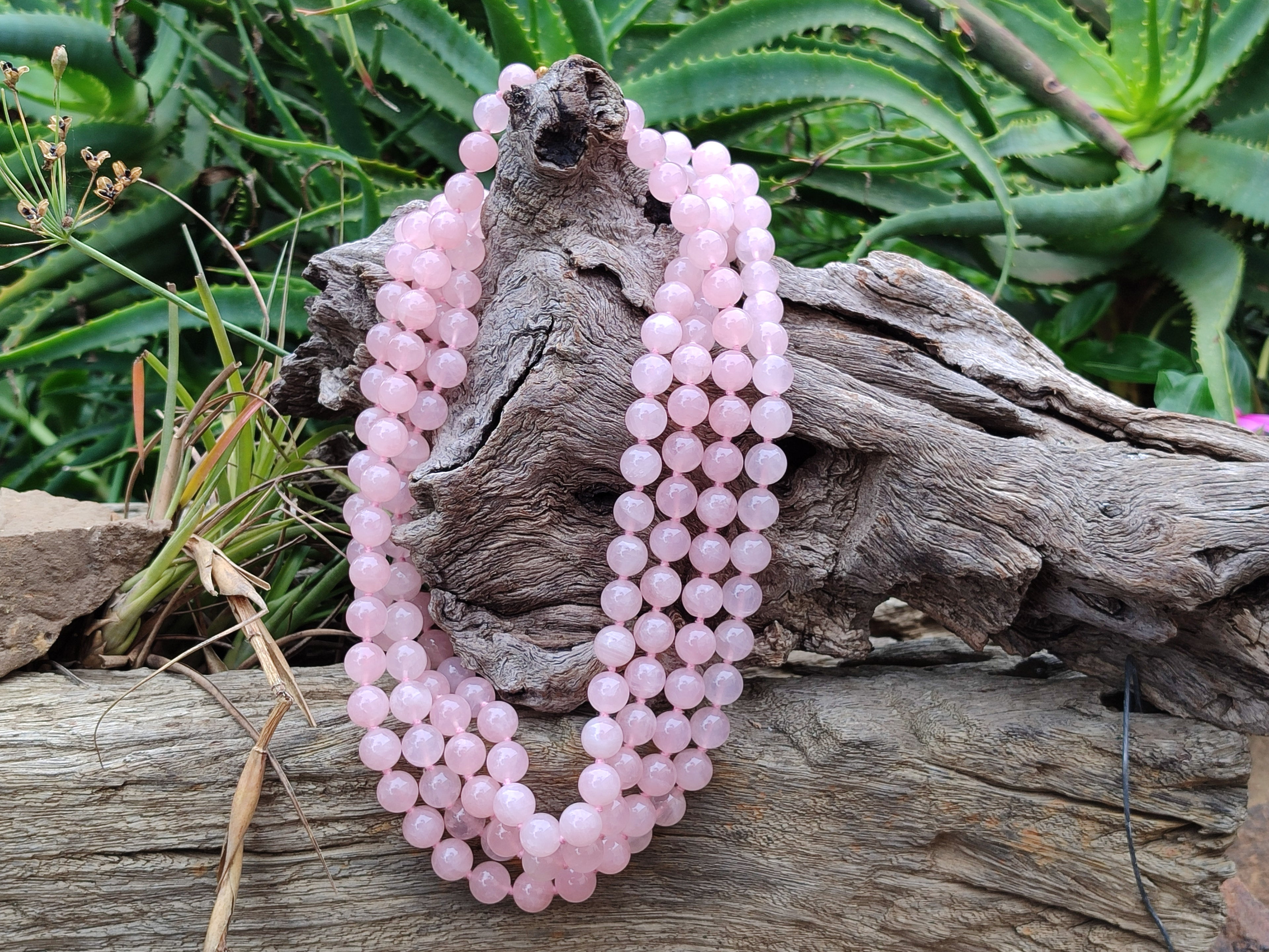 Hand Made Rose Quartz Bead Necklace - Sold per Item - From Madagascar - Toprock Gemstones and Minerals 