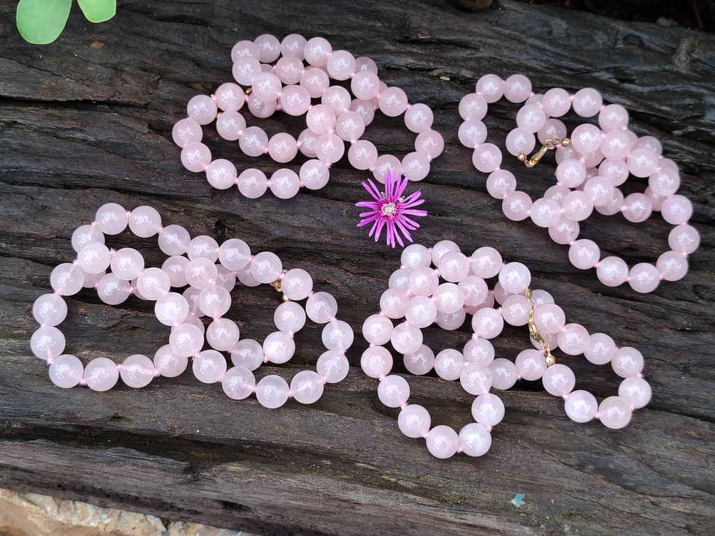 Hand Made Rose Quartz Bead Necklace - Sold per Item - From Madagascar - Toprock Gemstones and Minerals 