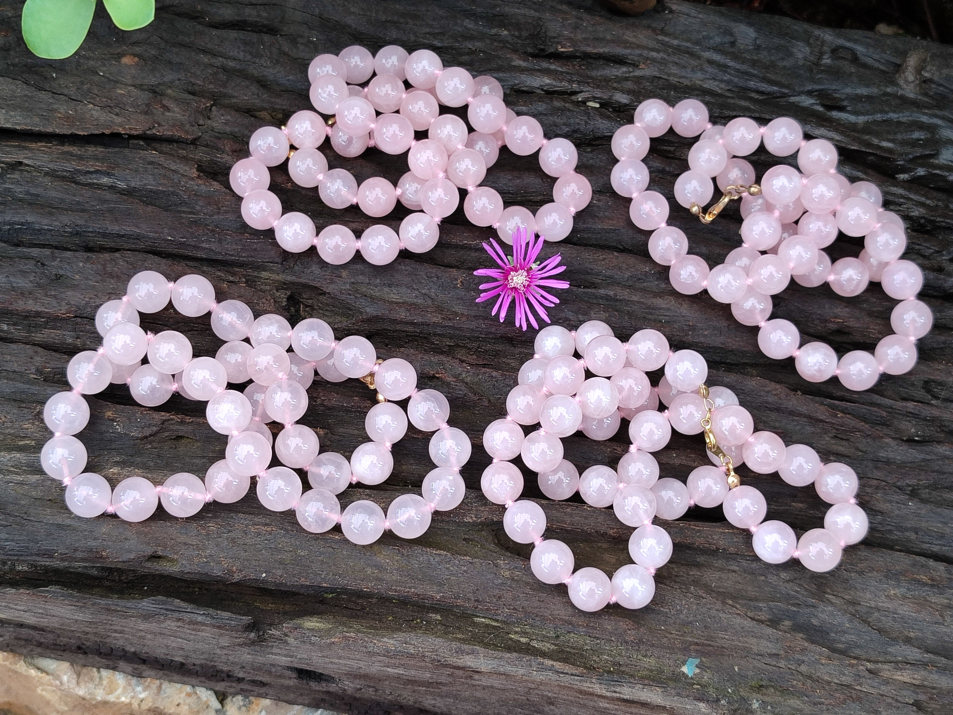 Hand Made Rose Quartz Bead Necklace - Sold per Item - From Madagascar - Toprock Gemstones and Minerals 