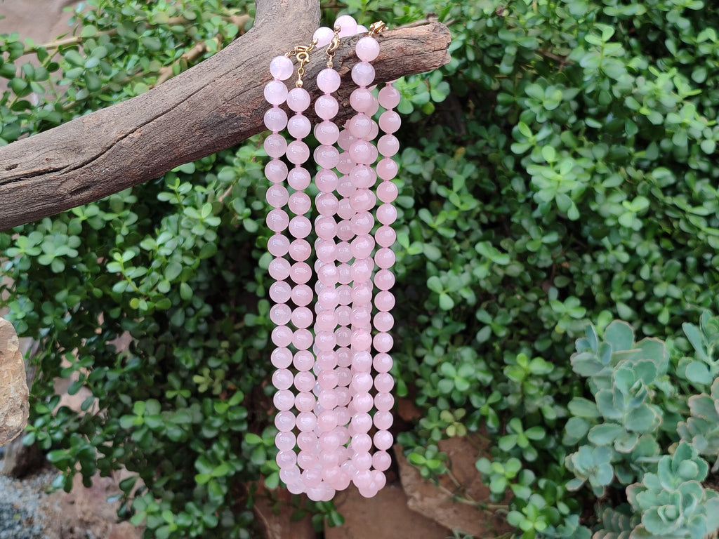 Hand Made Rose Quartz Bead Necklace - Sold per Item - From Madagascar - Toprock Gemstones and Minerals 