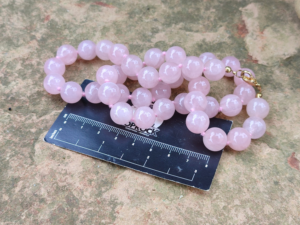 Hand Made Rose Quartz Bead Necklace - Sold per Item - From Madagascar - Toprock Gemstones and Minerals 