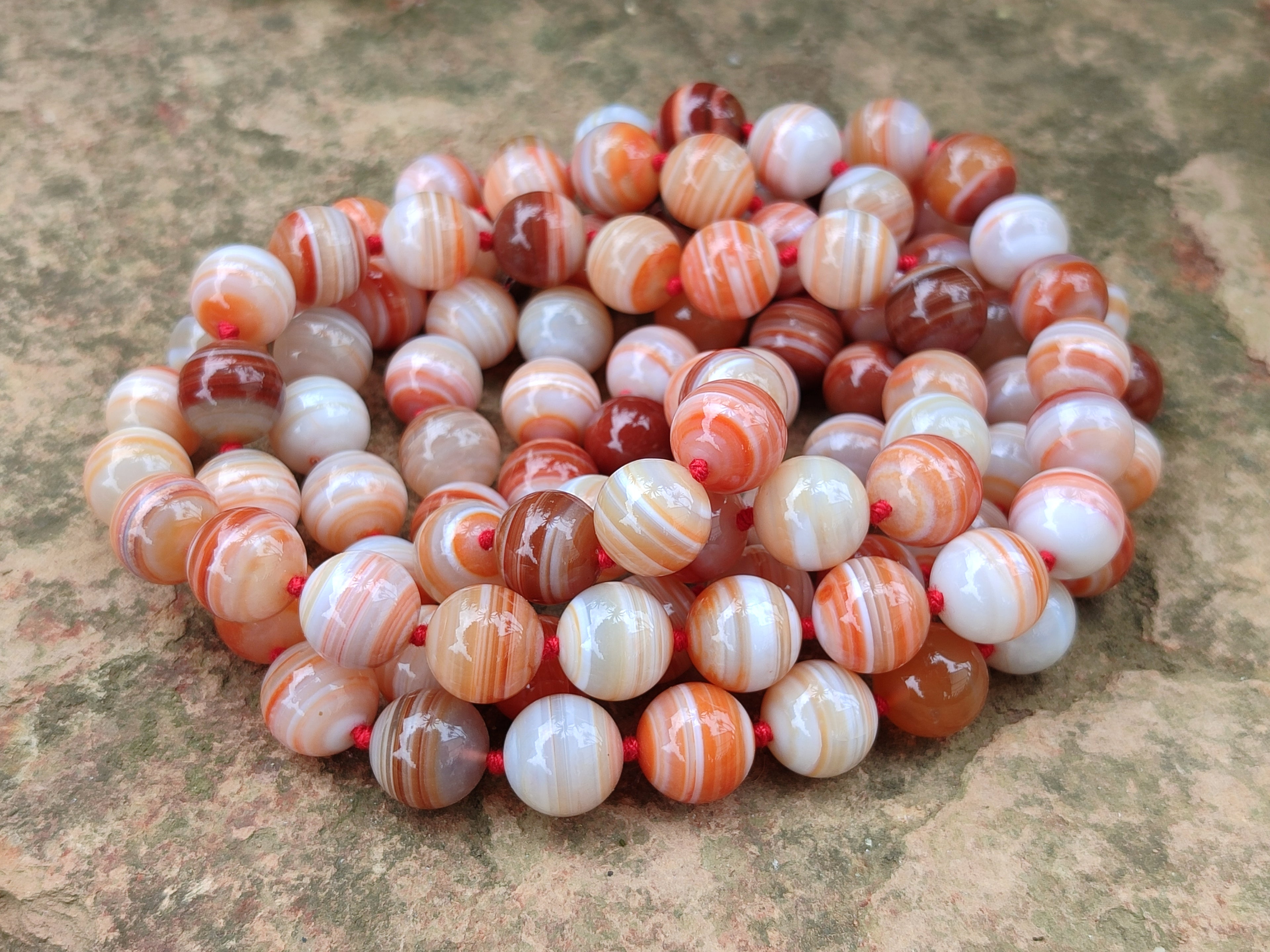 Polished Sardonyx Tibetan Agate Bead Necklace - Sold Per Item- From Tibet - Toprock Gemstones and Minerals 