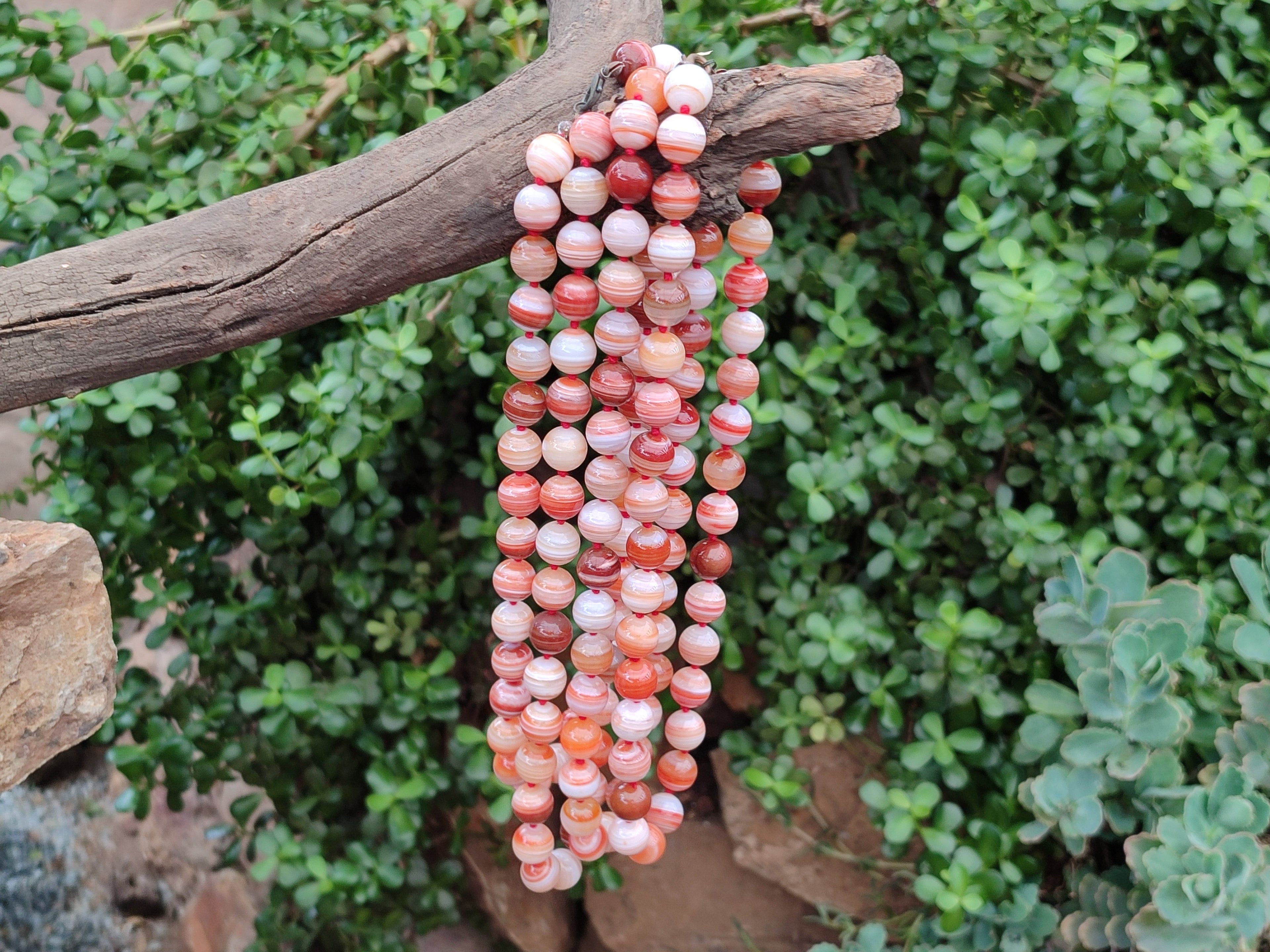 Polished Sardonyx Tibetan Agate Bead Necklace - Sold Per Item- From Tibet - Toprock Gemstones and Minerals 