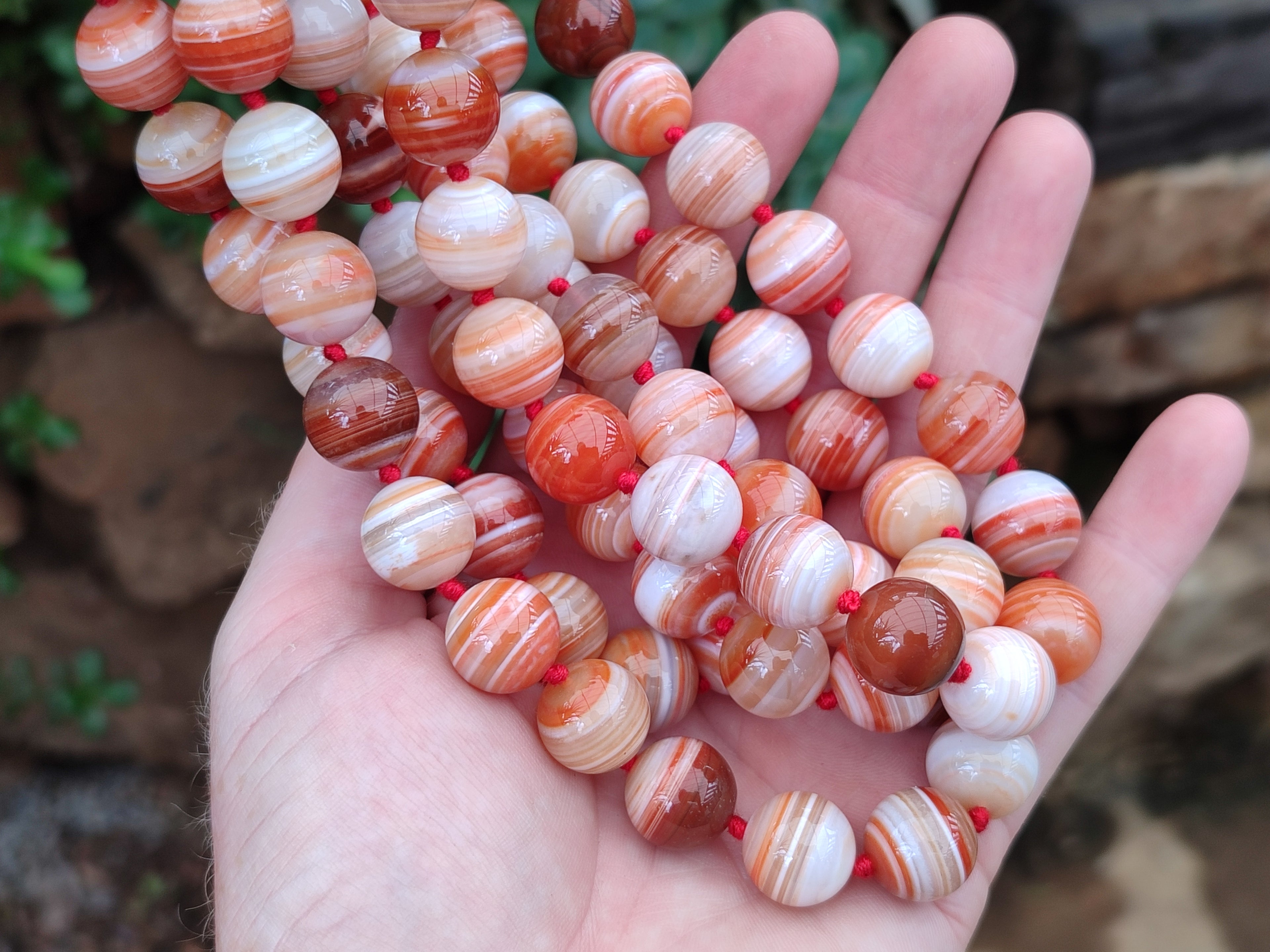 Polished Sardonyx Tibetan Agate Bead Necklace - Sold Per Item- From Tibet - Toprock Gemstones and Minerals 