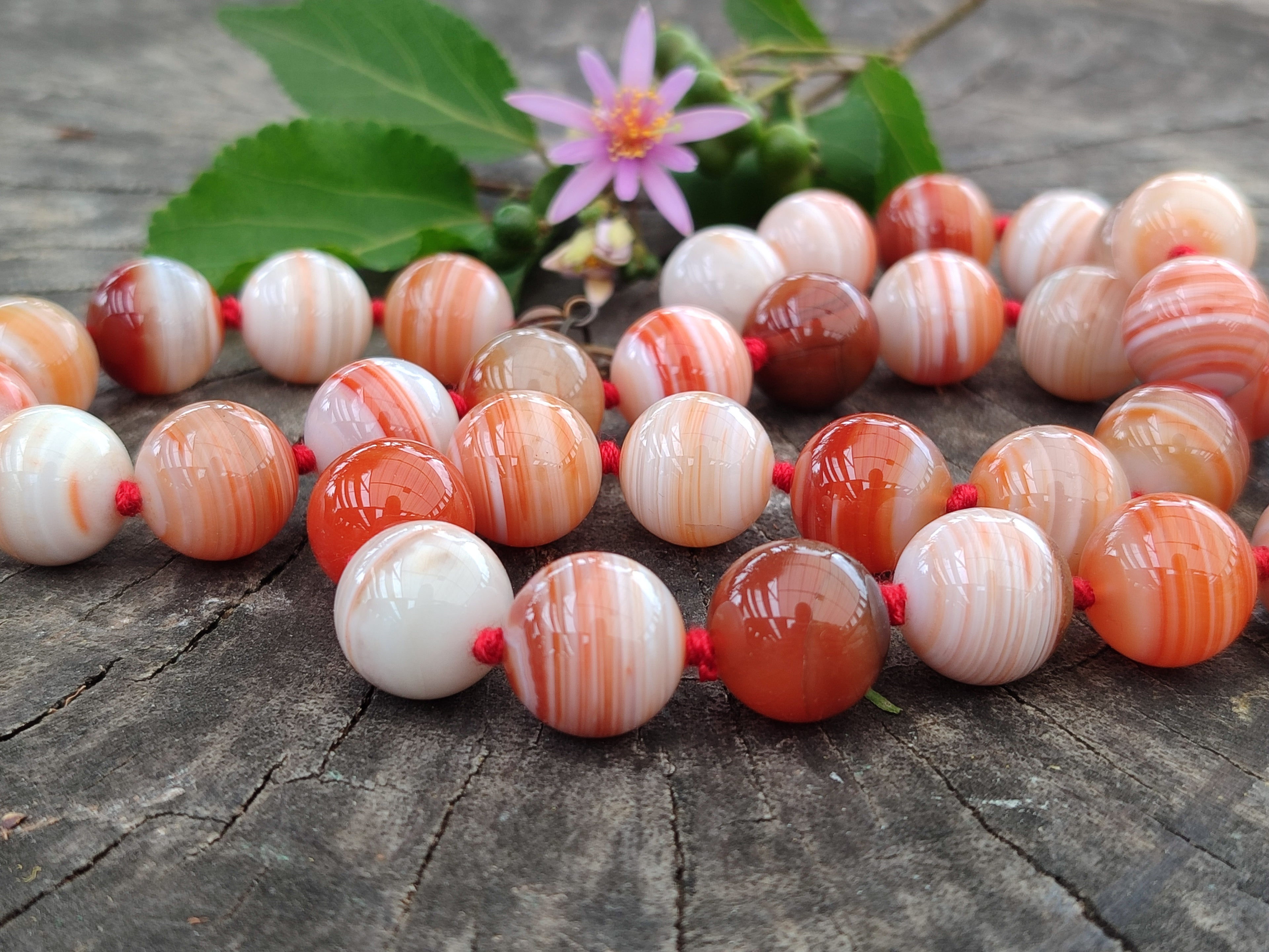 Polished Sardonyx Tibetan Agate Bead Necklace - Sold Per Item- From Tibet - Toprock Gemstones and Minerals 