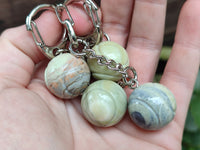 Polished African Butter Jade Tennis Ball Keyring - sold per item - From South Africa