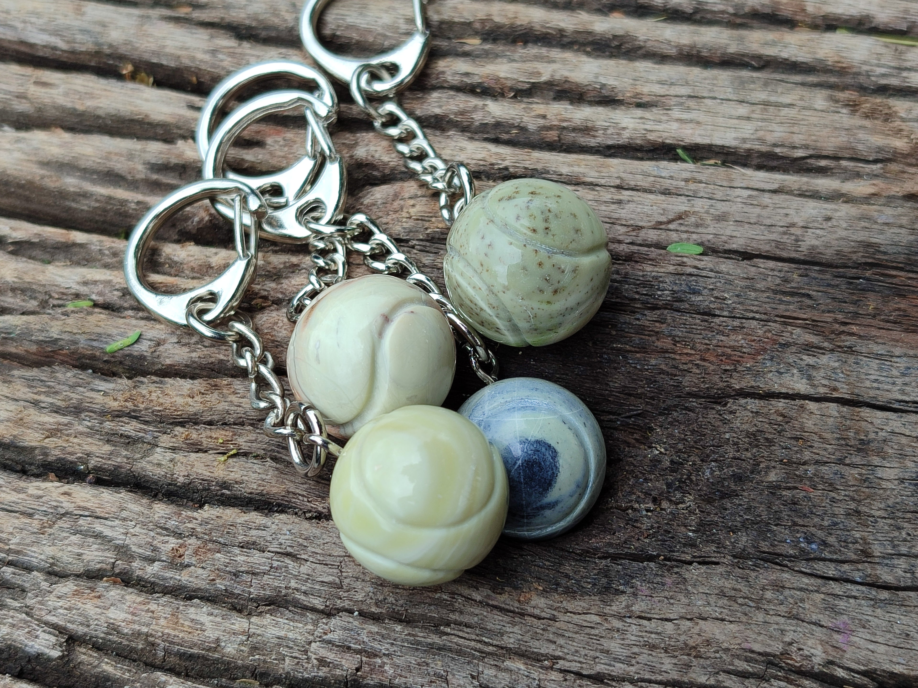Polished African Butter Jade Tennis Ball Keyring - sold per item - From South Africa - Toprock Gemstones and Minerals 