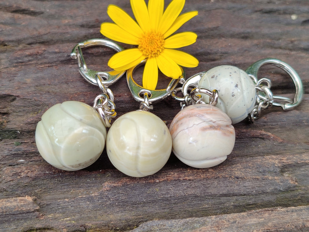 Polished African Butter Jade Tennis Ball Keyring - sold per item - From South Africa - Toprock Gemstones and Minerals 