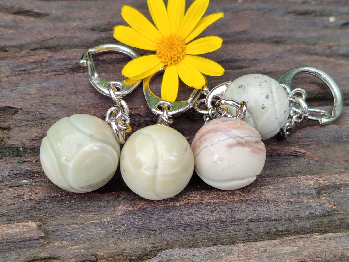Polished African Butter Jade Tennis Ball Keyring - sold per item - From South Africa - Toprock Gemstones and Minerals 
