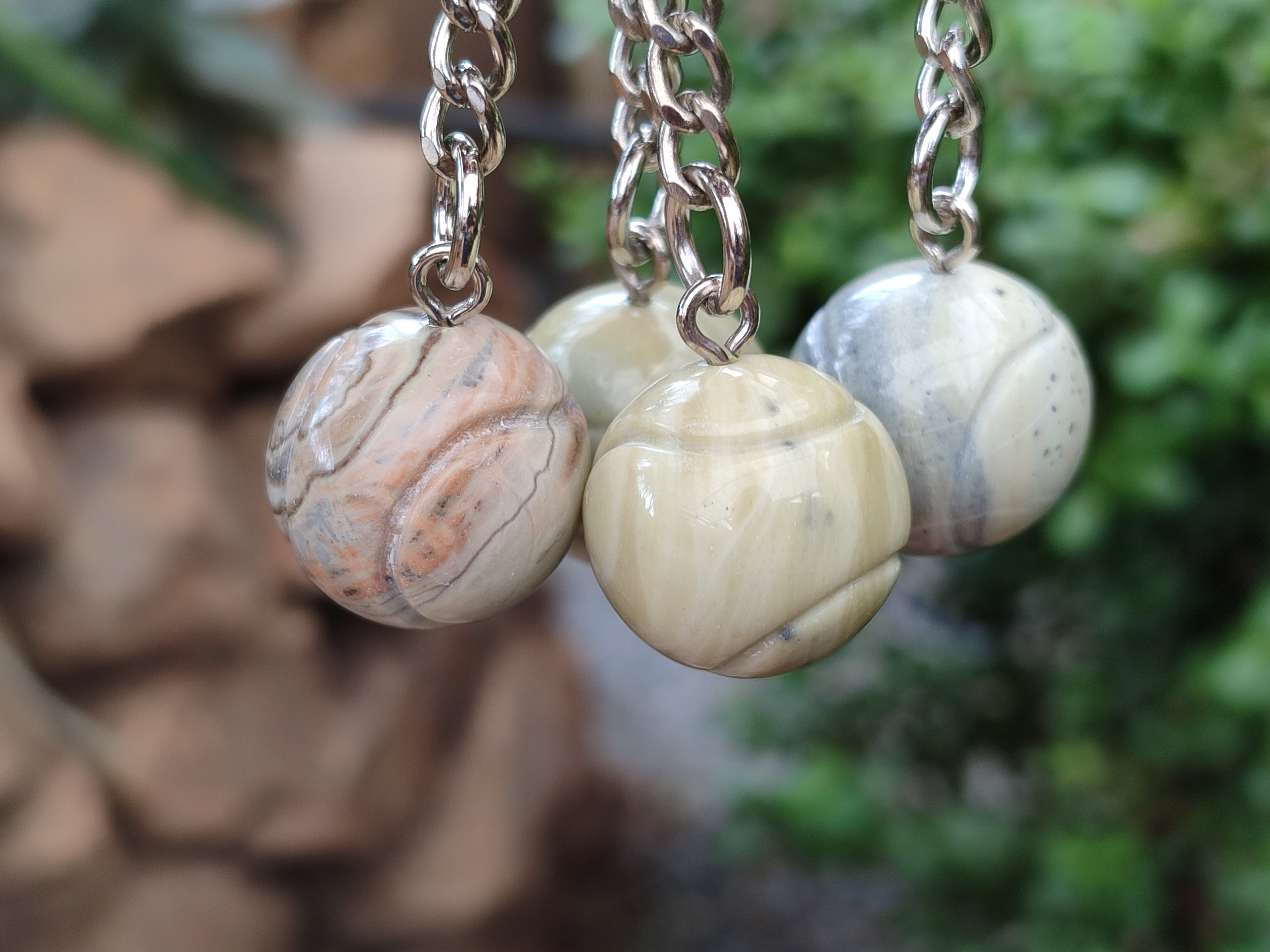 Polished African Butter Jade Tennis Ball Keyring - sold per item - From South Africa - Toprock Gemstones and Minerals 