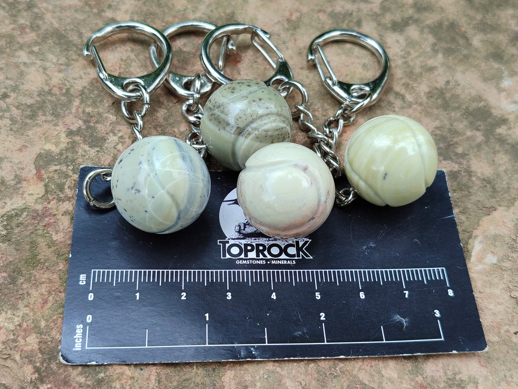 Polished African Butter Jade Tennis Ball Keyring - sold per item - From South Africa - Toprock Gemstones and Minerals 