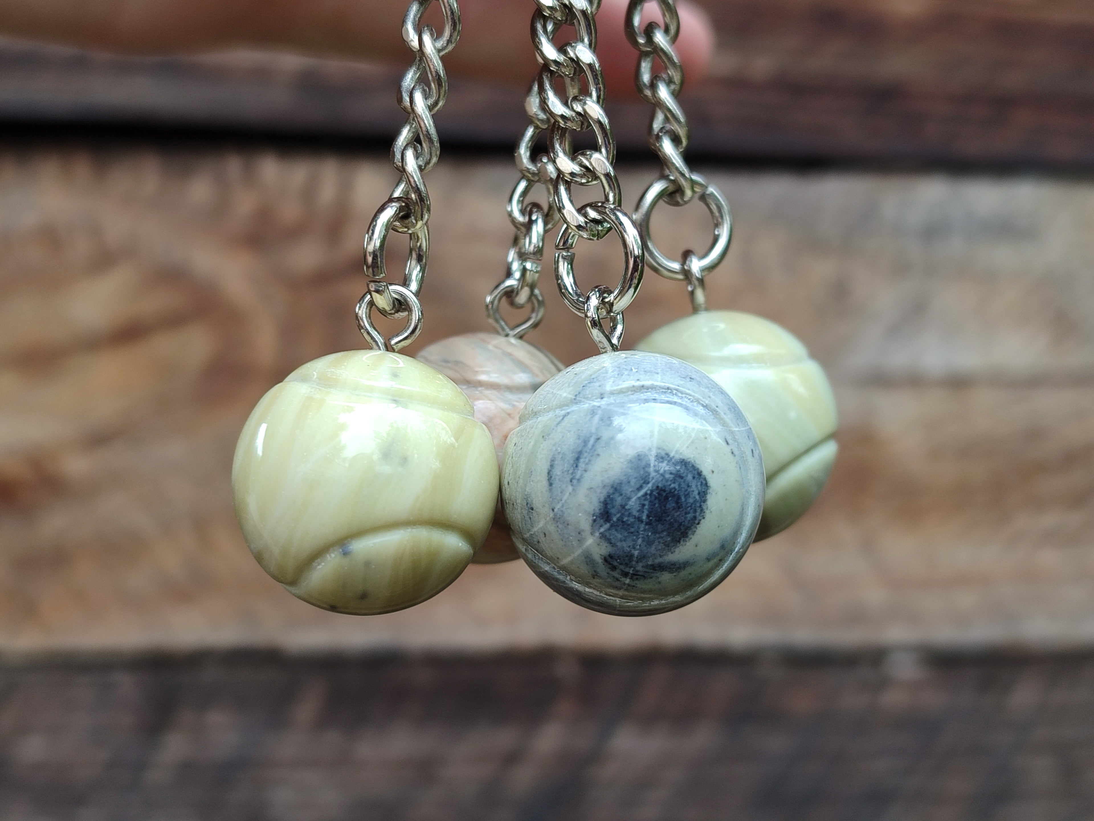 Polished African Butter Jade Tennis Ball Keyring - sold per item - From South Africa - Toprock Gemstones and Minerals 
