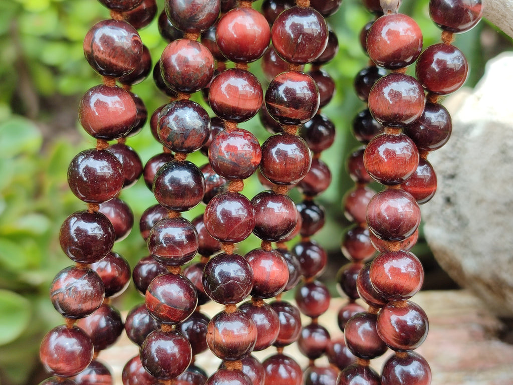 Polished Red Tigers Eye Bead Necklaces - Sold Per Item - From South Africa - Toprock Gemstones and Minerals 
