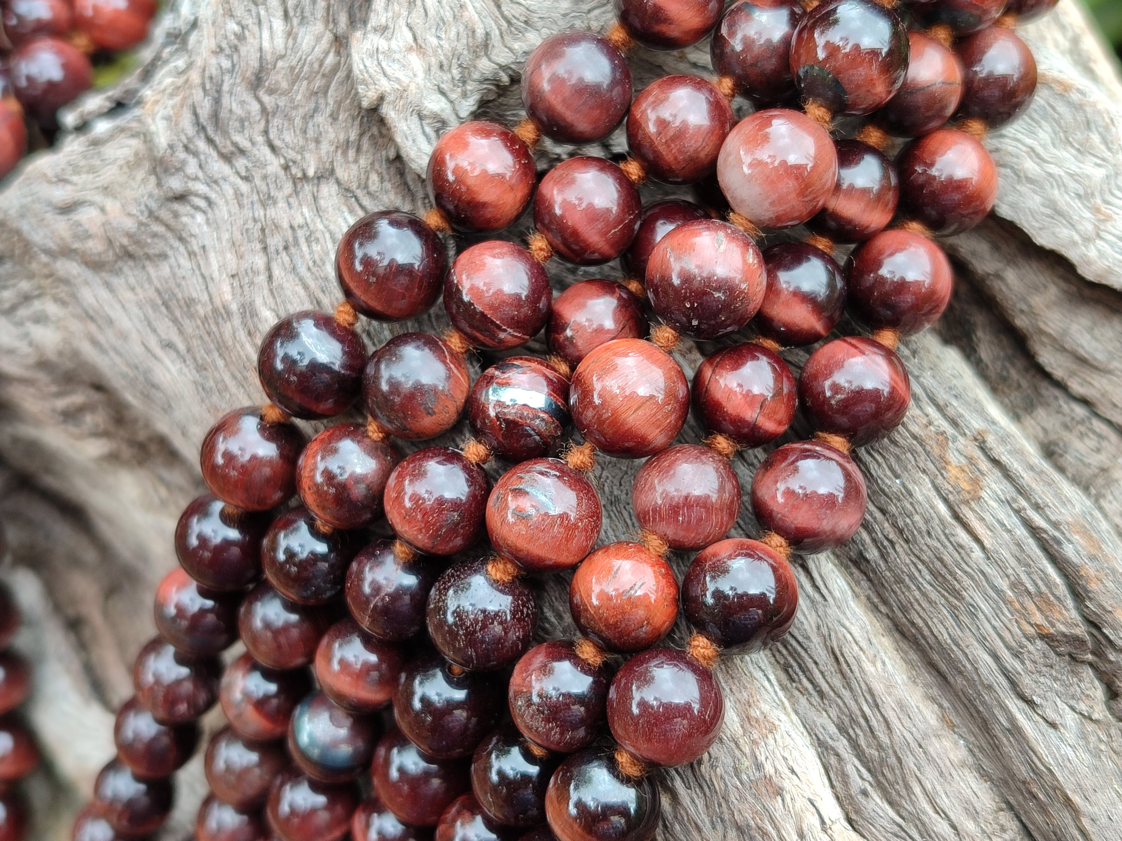 Polished Red Tigers Eye Bead Necklaces - Sold Per Item - From South Africa - Toprock Gemstones and Minerals 