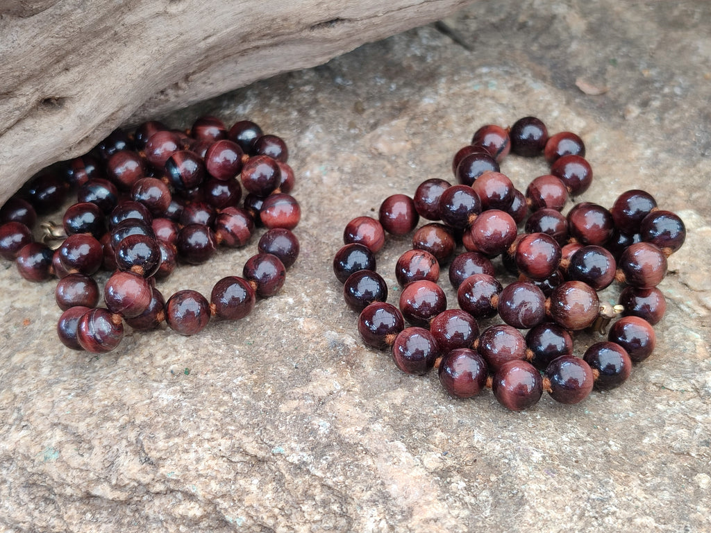 Polished Red Tigers Eye Bead Necklaces - Sold Per Item - From South Africa - Toprock Gemstones and Minerals 