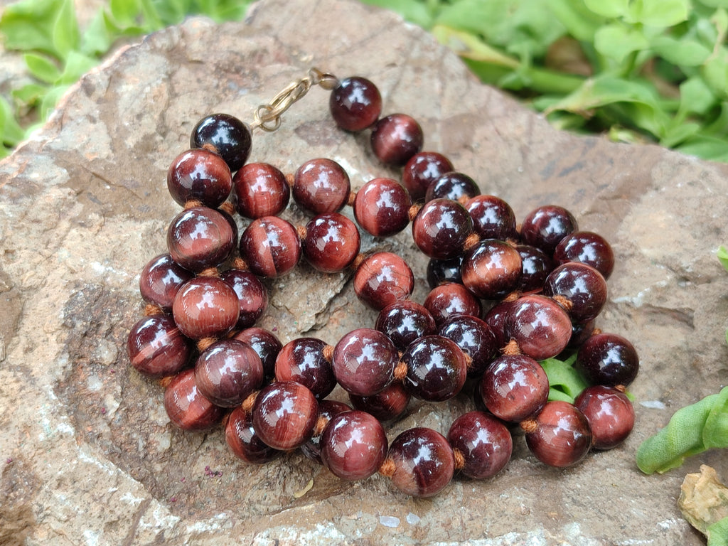 Polished Red Tigers Eye Bead Necklaces - Sold Per Item - From South Africa - Toprock Gemstones and Minerals 