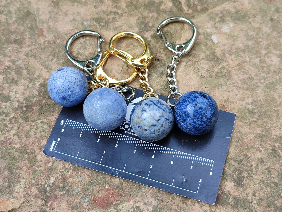 Hand Made Dumortierite Bowling Ball Keyrings - sold per item - From Mozambique - Toprock Gemstones and Minerals 