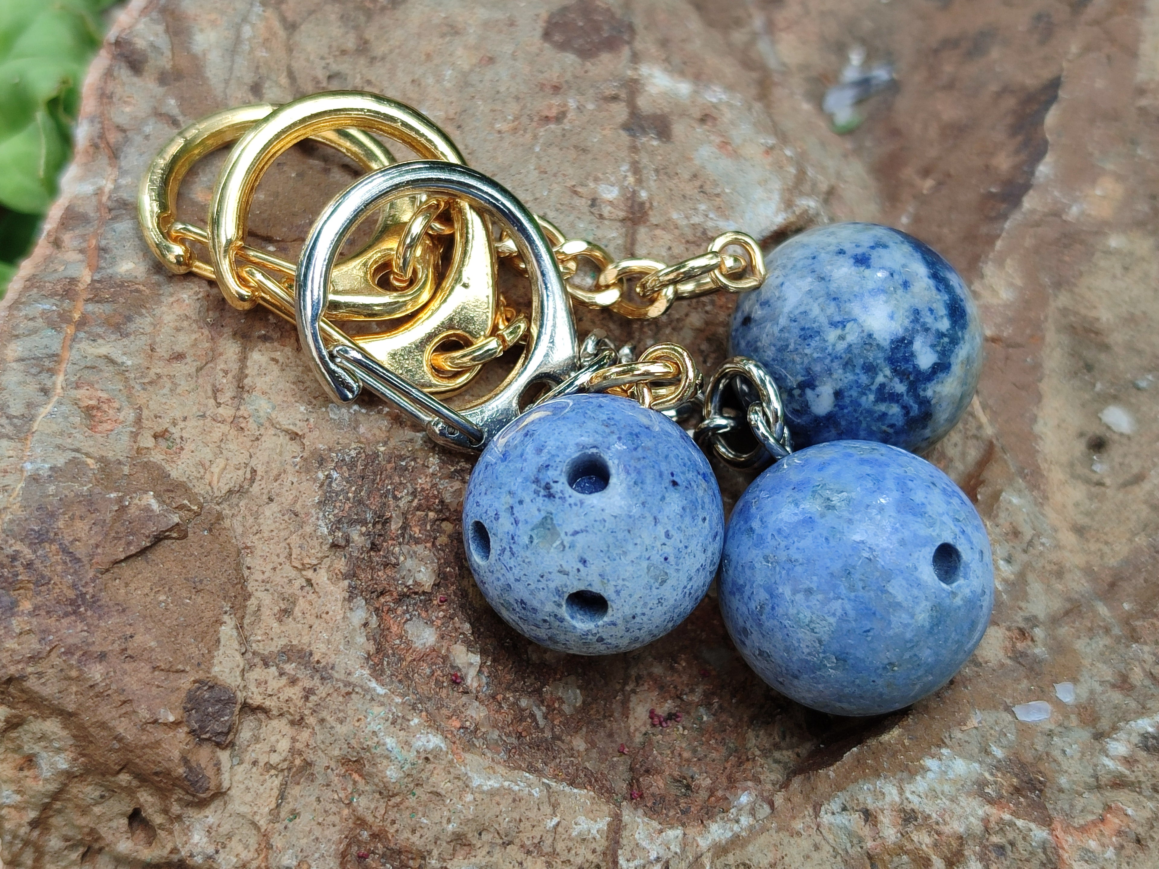 Hand Made Dumortierite Bowling Ball Keyrings - sold per item - From Mozambique - Toprock Gemstones and Minerals 