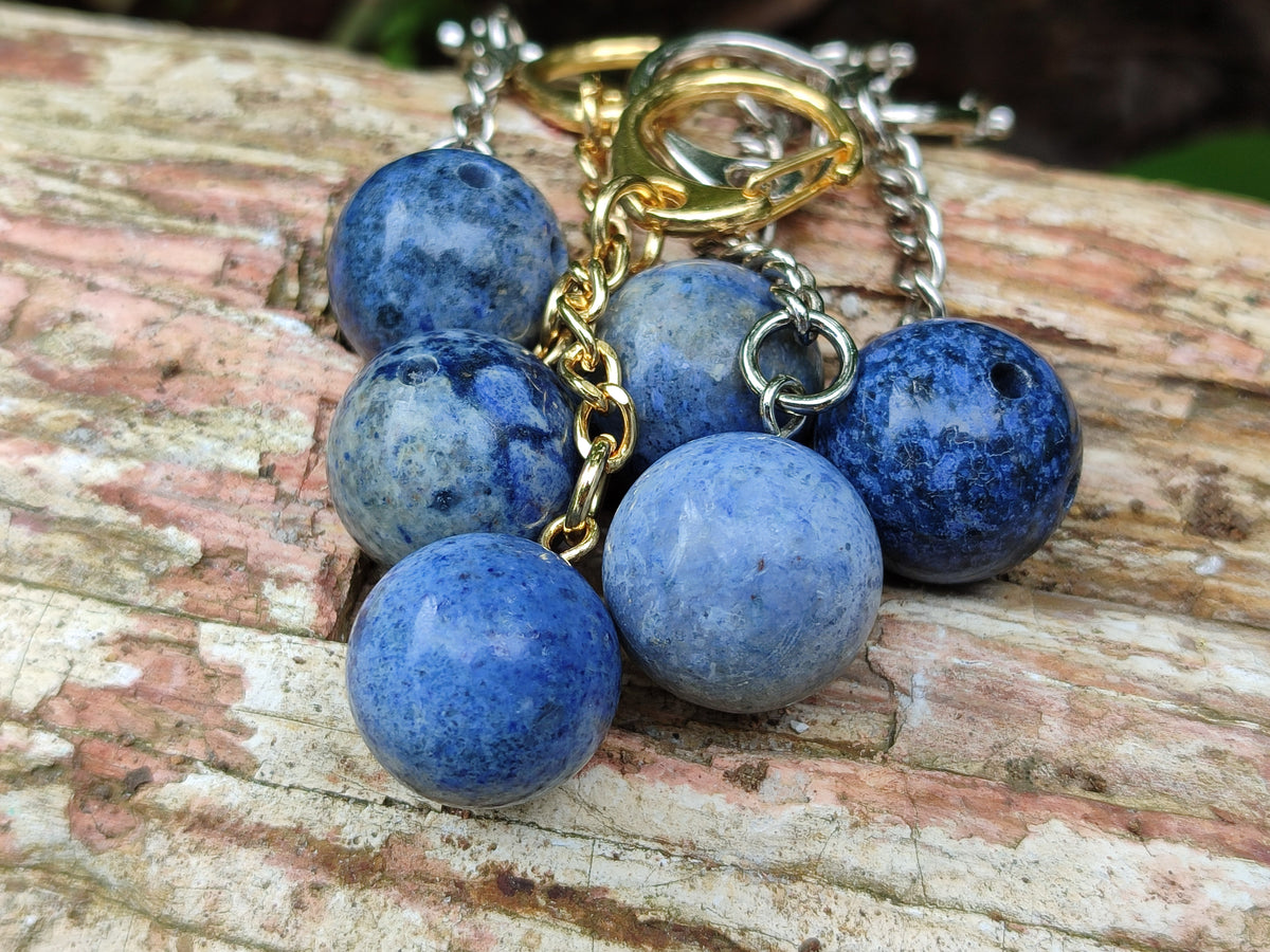 Hand Made Dumortierite Bowling Ball Keyrings - sold per item - From Mozambique - Toprock Gemstones and Minerals 