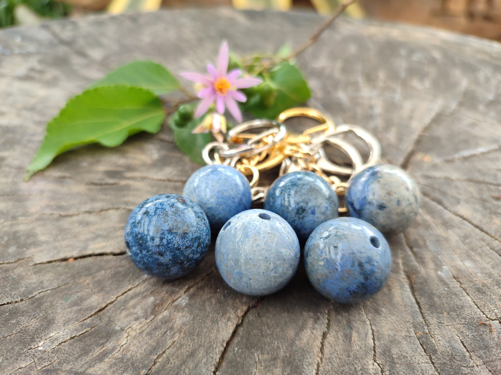 Hand Made Dumortierite Bowling Ball Keyrings - sold per item - From Mozambique - Toprock Gemstones and Minerals 