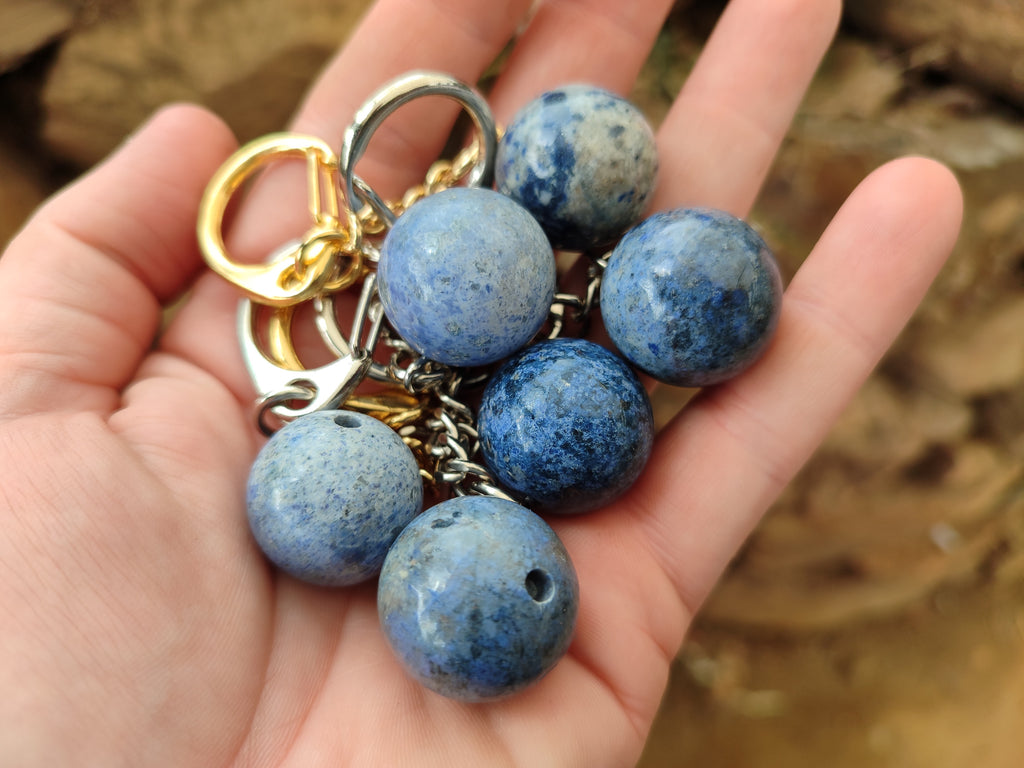 Hand Made Dumortierite Bowling Ball Keyrings - sold per item - From Mozambique - Toprock Gemstones and Minerals 