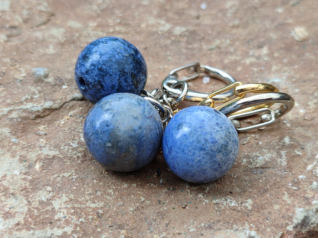 Hand Made Dumortierite Bowling Ball Keyrings - sold per item - From Mozambique - Toprock Gemstones and Minerals 