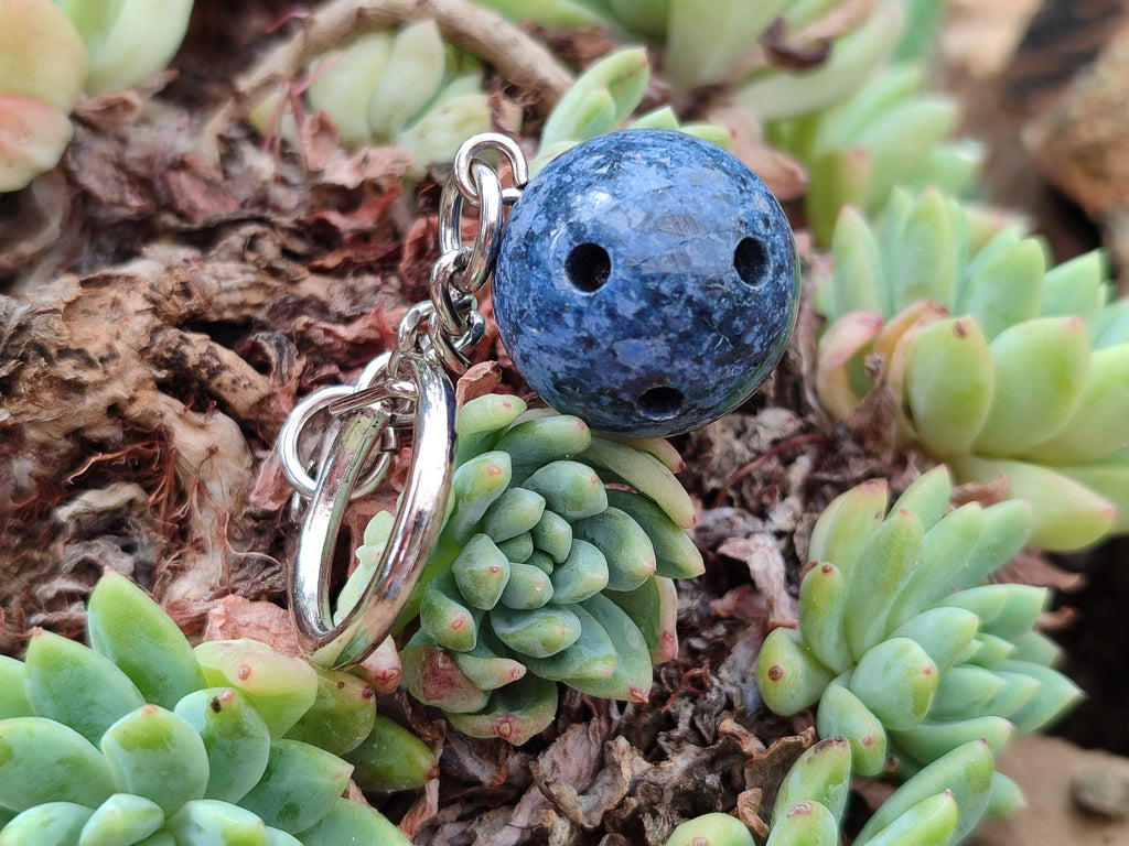 Hand Made Dumortierite Bowling Ball Keyrings - sold per item - From Mozambique - Toprock Gemstones and Minerals 