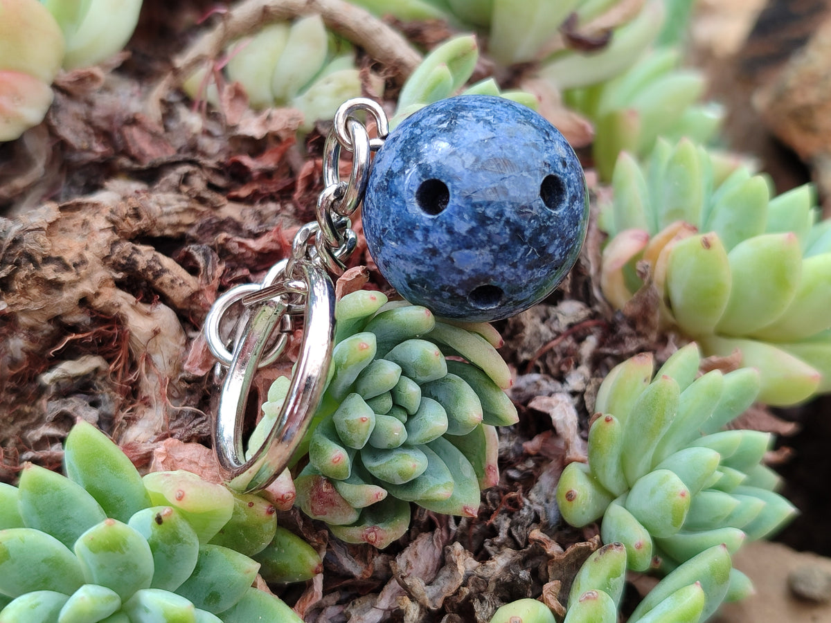 Hand Made Dumortierite Bowling Ball Keyrings - sold per item - From Mozambique - Toprock Gemstones and Minerals 
