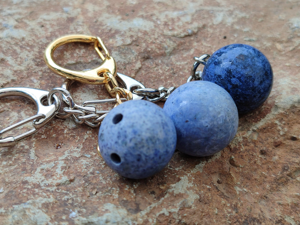 Hand Made Dumortierite Bowling Ball Keyrings - sold per item - From Mozambique - Toprock Gemstones and Minerals 