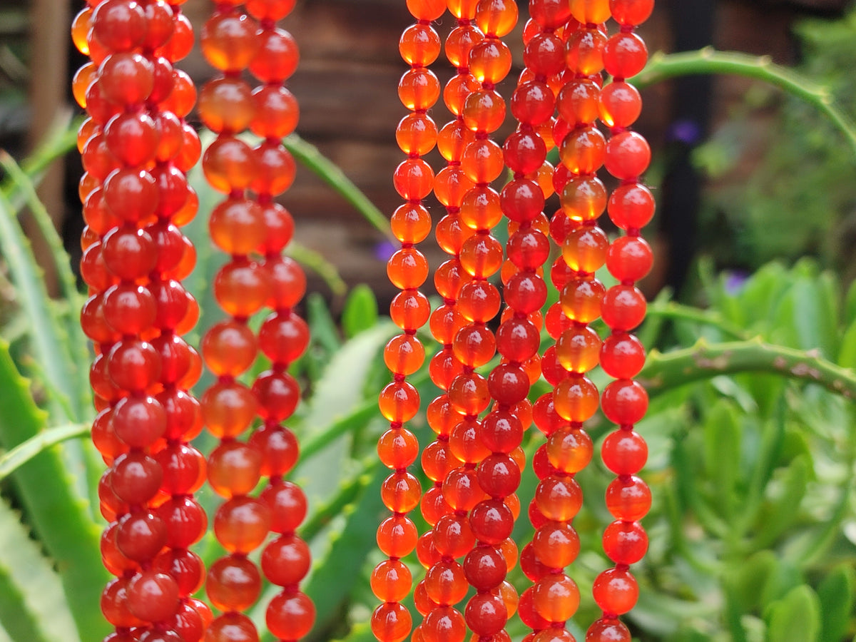 Polished Carnelian Agate Beaded Necklace - Sold per Item - From Brazil - Toprock Gemstones and Minerals 