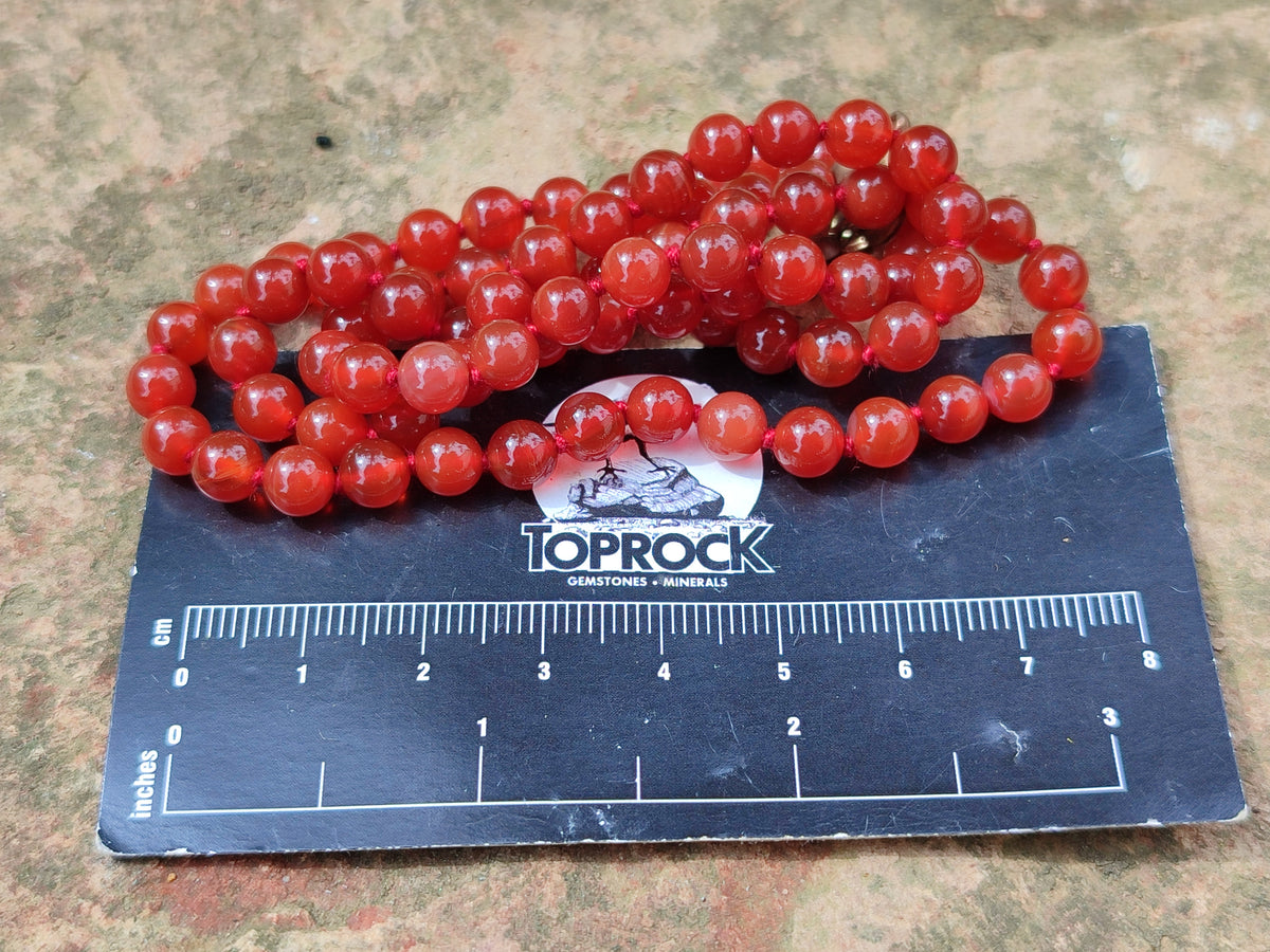 Polished Carnelian Agate Beaded Necklace - Sold per Item - From Brazil - Toprock Gemstones and Minerals 