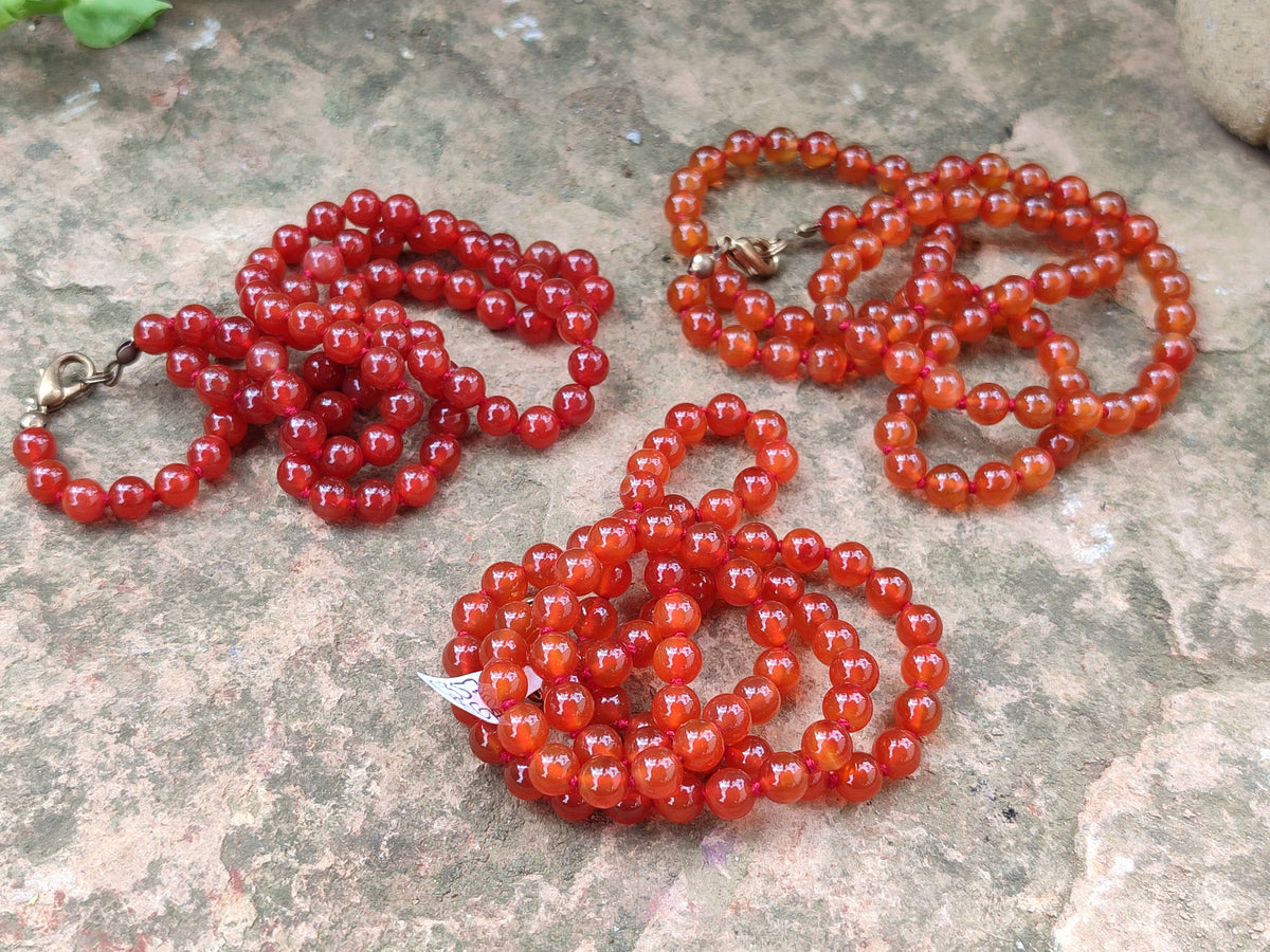 Polished Carnelian Agate Beaded Necklace - Sold per Item - From Brazil - Toprock Gemstones and Minerals 