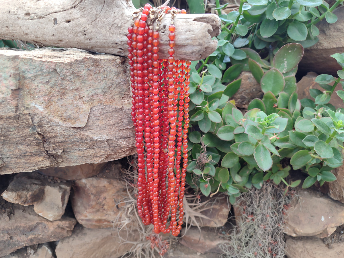 Polished Carnelian Agate Beaded Necklace - Sold per Item - From Brazil - Toprock Gemstones and Minerals 
