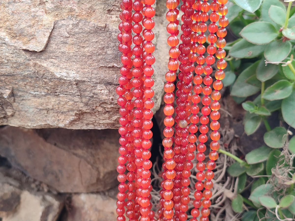 Polished Carnelian Agate Beaded Necklace - Sold per Item - From Brazil - Toprock Gemstones and Minerals 