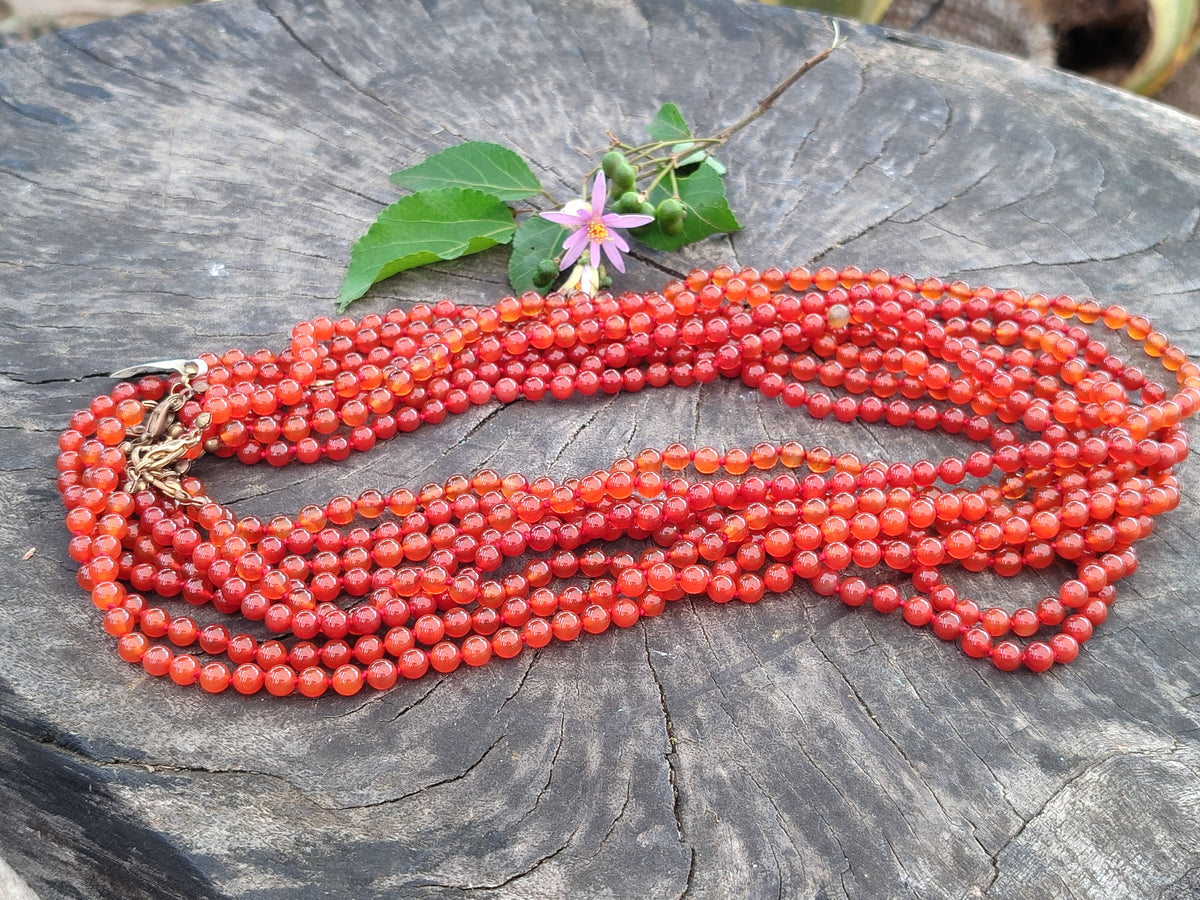Polished Carnelian Agate Beaded Necklace - Sold per Item - From Brazil - Toprock Gemstones and Minerals 
