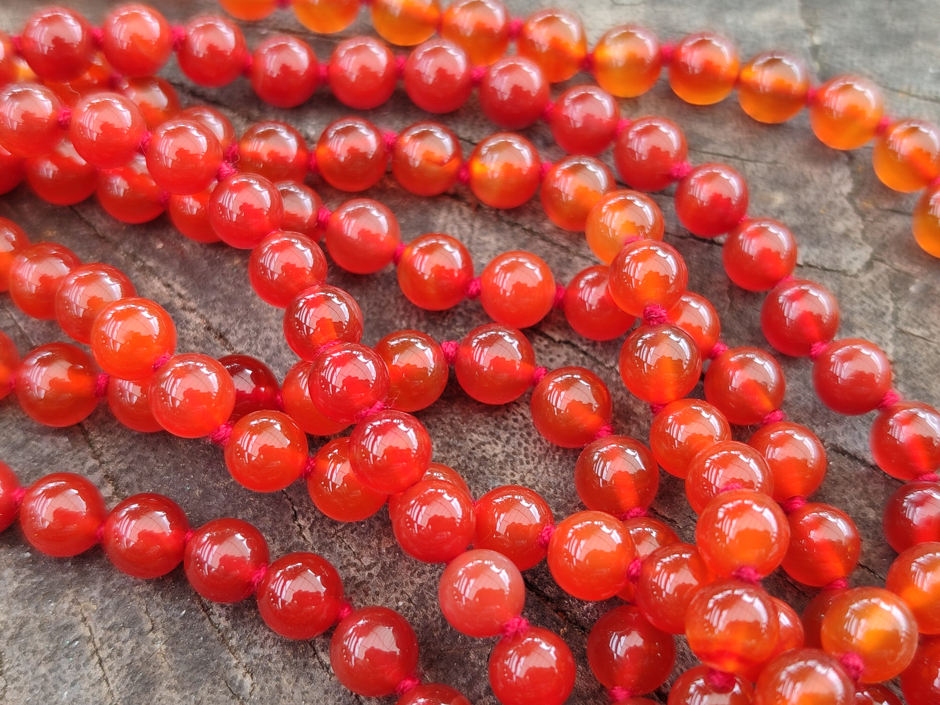 Polished Carnelian Agate Beaded Necklace - Sold per Item - From Brazil - Toprock Gemstones and Minerals 