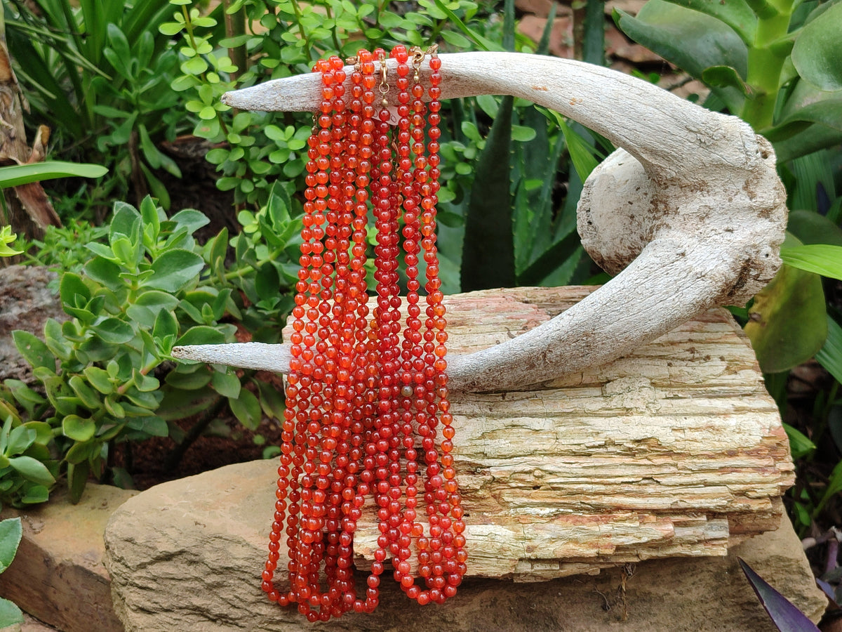 Polished Carnelian Agate Beaded Necklace - Sold per Item - From Brazil - Toprock Gemstones and Minerals 