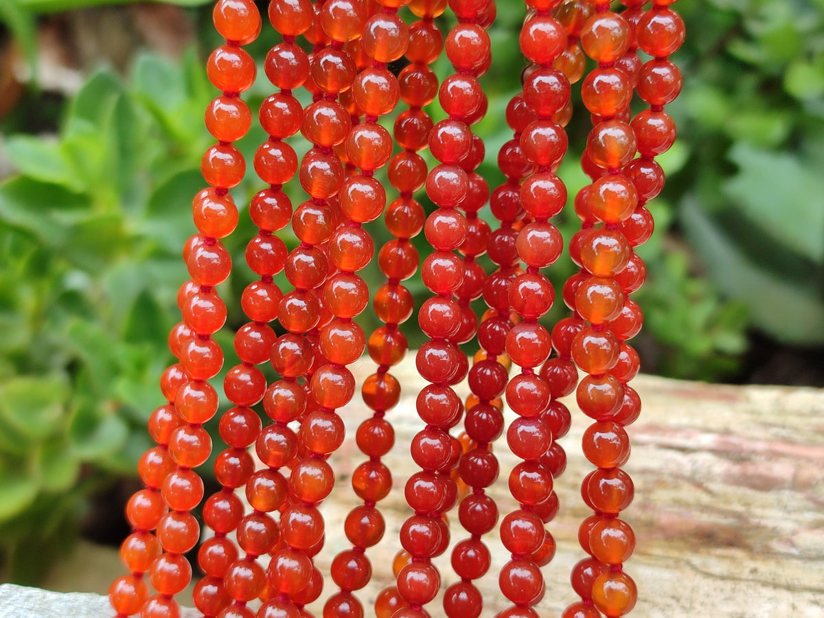 Polished Carnelian Agate Beaded Necklace - Sold per Item - From Brazil - Toprock Gemstones and Minerals 