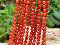 Polished Carnelian Agate Beaded Necklace - Sold per Item - From Brazil