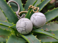 Polished Howlite Tennis Ball Keyring - sold per item - From Zimbabwe