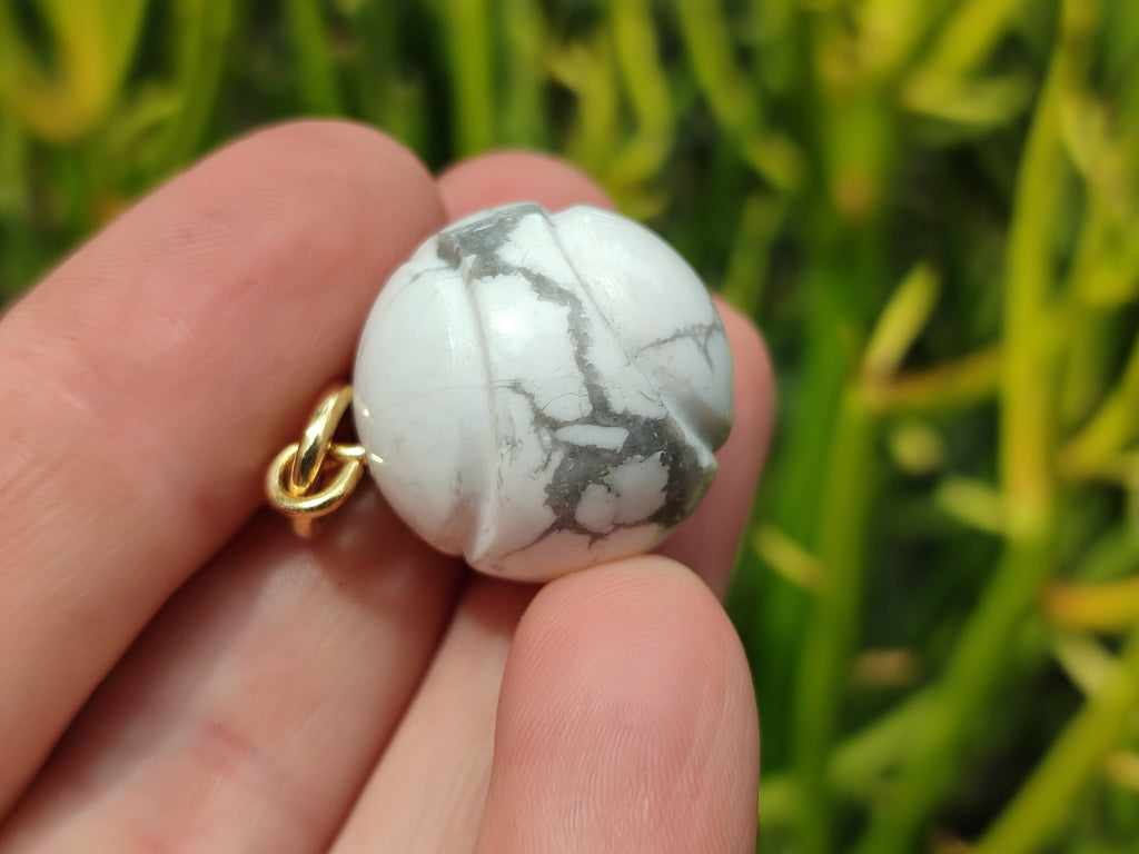 Polished Howlite Tennis Ball Keyring - sold per item - From Zimbabwe - Toprock Gemstones and Minerals 