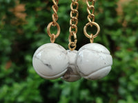 Polished Howlite Tennis Ball Keyring - sold per item - From Zimbabwe