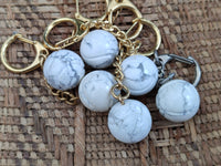 Polished Howlite Tennis Ball Keyring - sold per item - From Zimbabwe