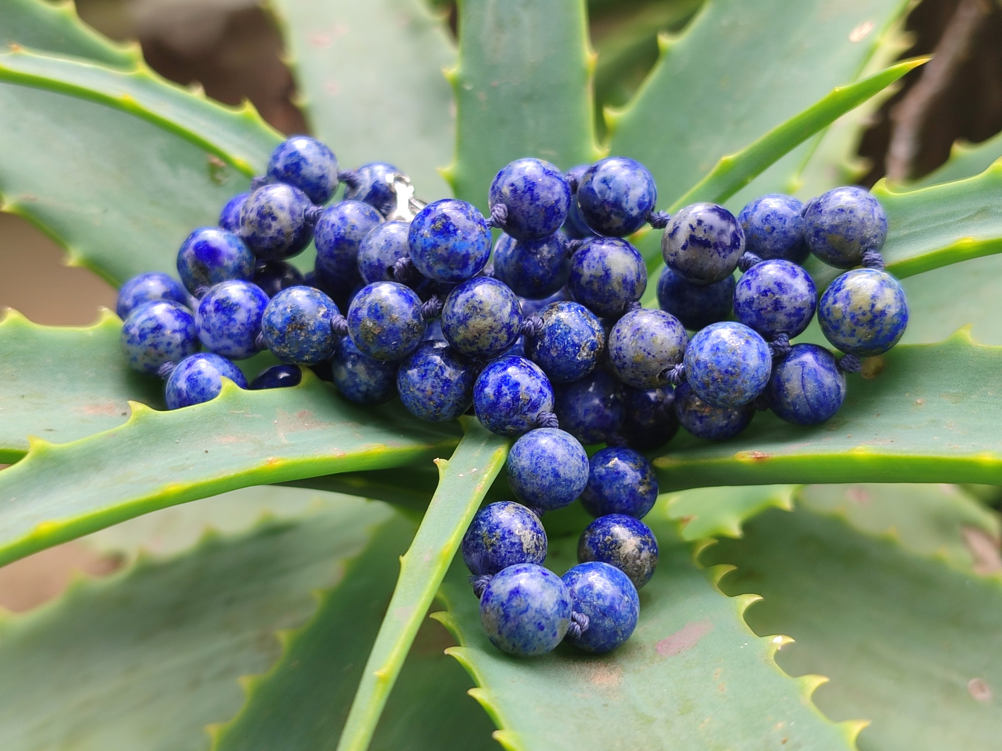 Polished Lapis Lazuli Ball Shaped Beaded Necklace - Sold Per Item - From Afghanistan - Toprock Gemstones and Minerals 