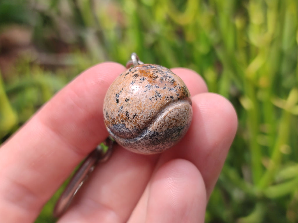 Polished Picture Stone Tennis Ball Keyring - sold per item - From Namibia - Toprock Gemstones and Minerals 