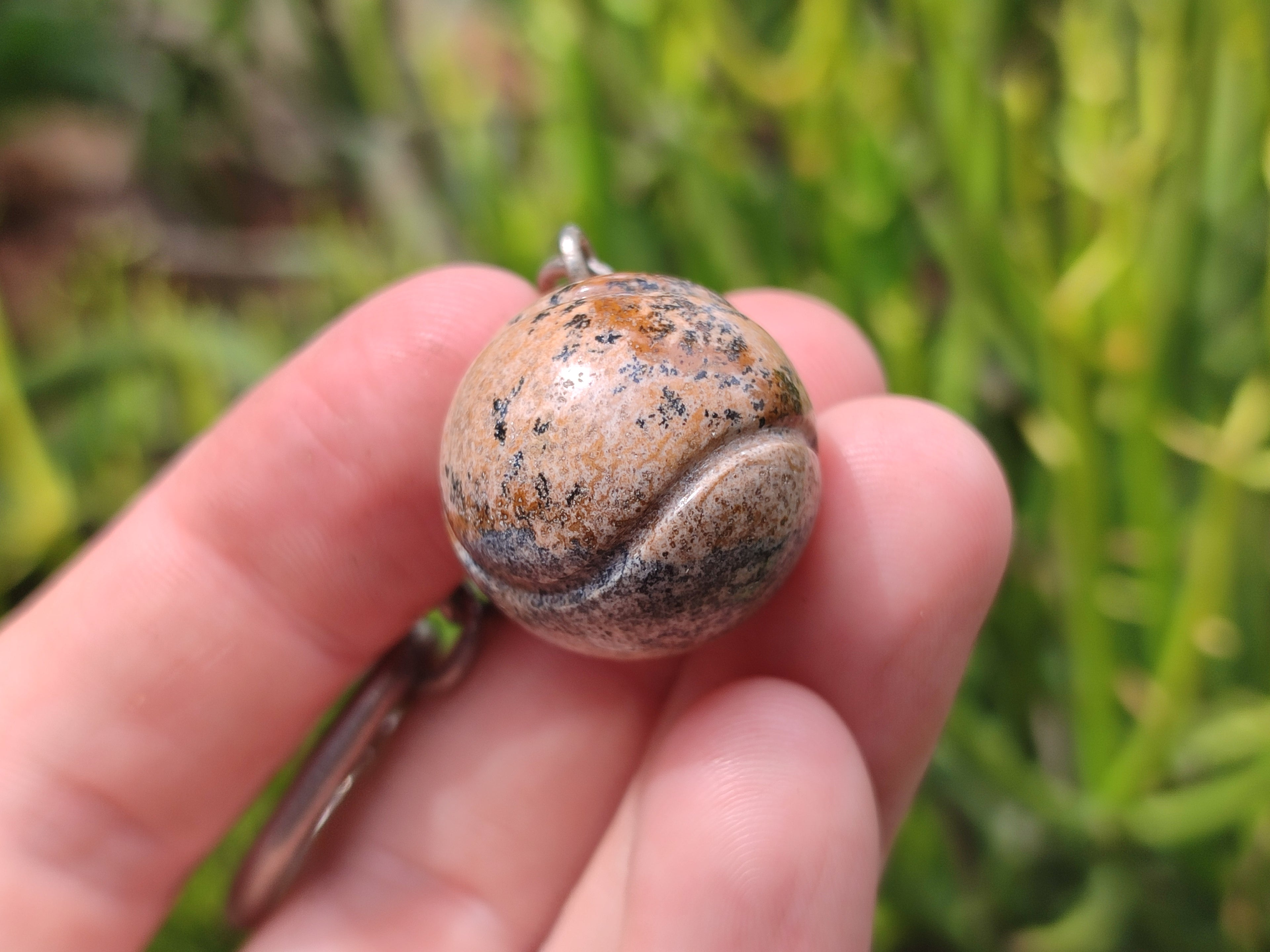 Polished Picture Stone Tennis Ball Keyring - sold per item - From Namibia - Toprock Gemstones and Minerals 