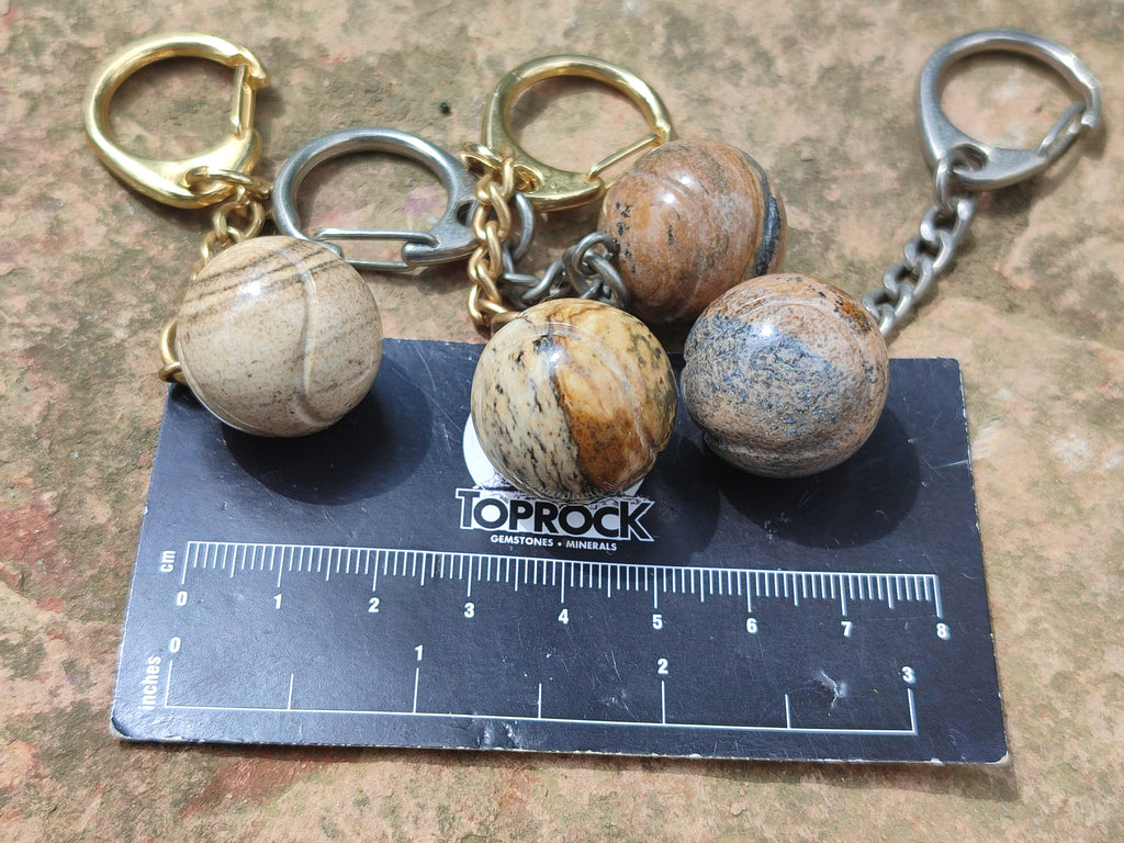 Polished Picture Stone Tennis Ball Keyring - sold per item - From Namibia - Toprock Gemstones and Minerals 