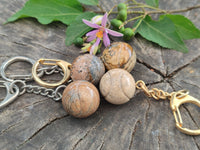 Polished Picture Stone Tennis Ball Keyring - sold per item - From Namibia